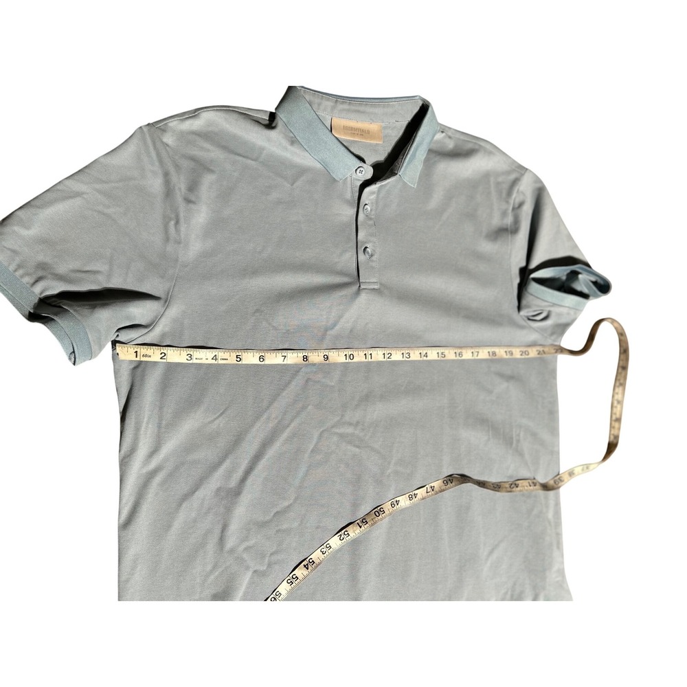 Essentials Fear of God Polo Shirt Mens XL Light Blue Short Sleeve Logo - Picture 5 of 8